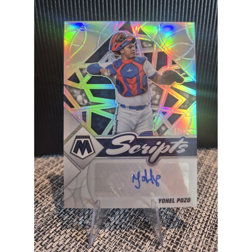 2022 Panini Yohel Pozo #SC-YP Scripts Mosaic Prizm Autograph Texas Rangers